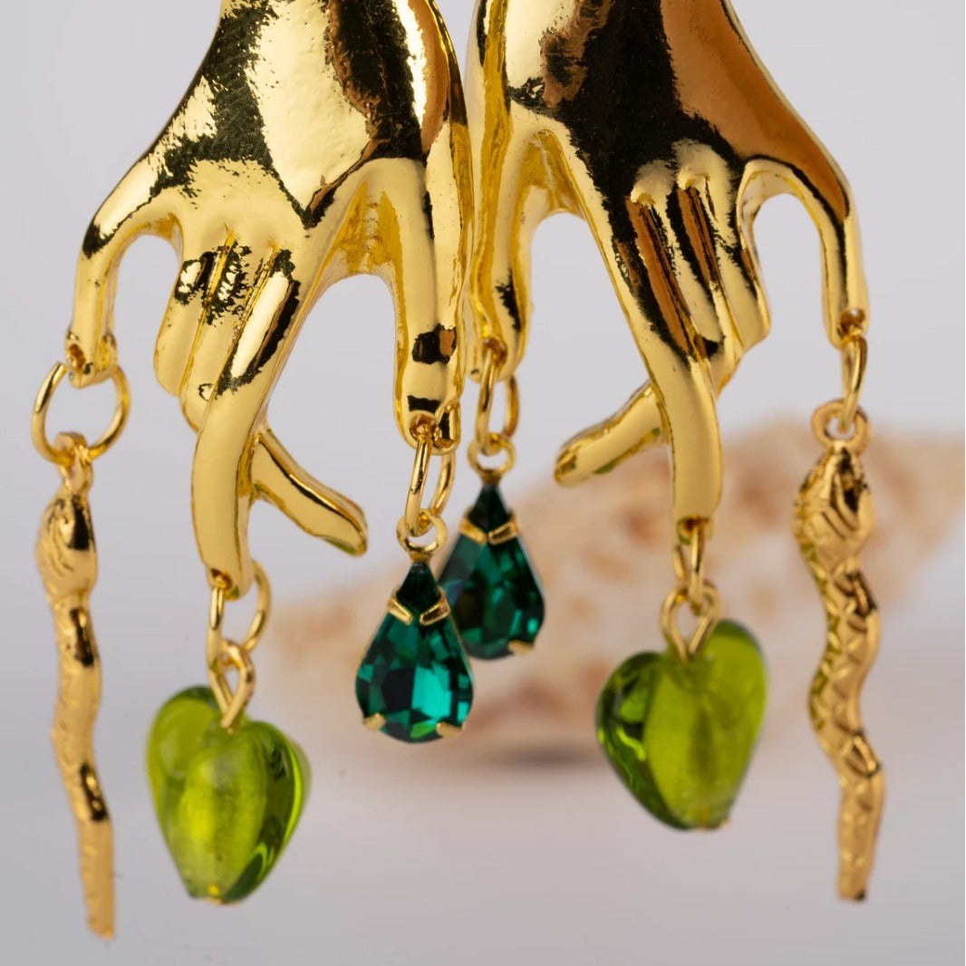 Wholesale  Ancient Egypt Gold Hand Snake Earrings Weird Earrings Weird Earrings Cool Earrings Jewelry Aesthetics